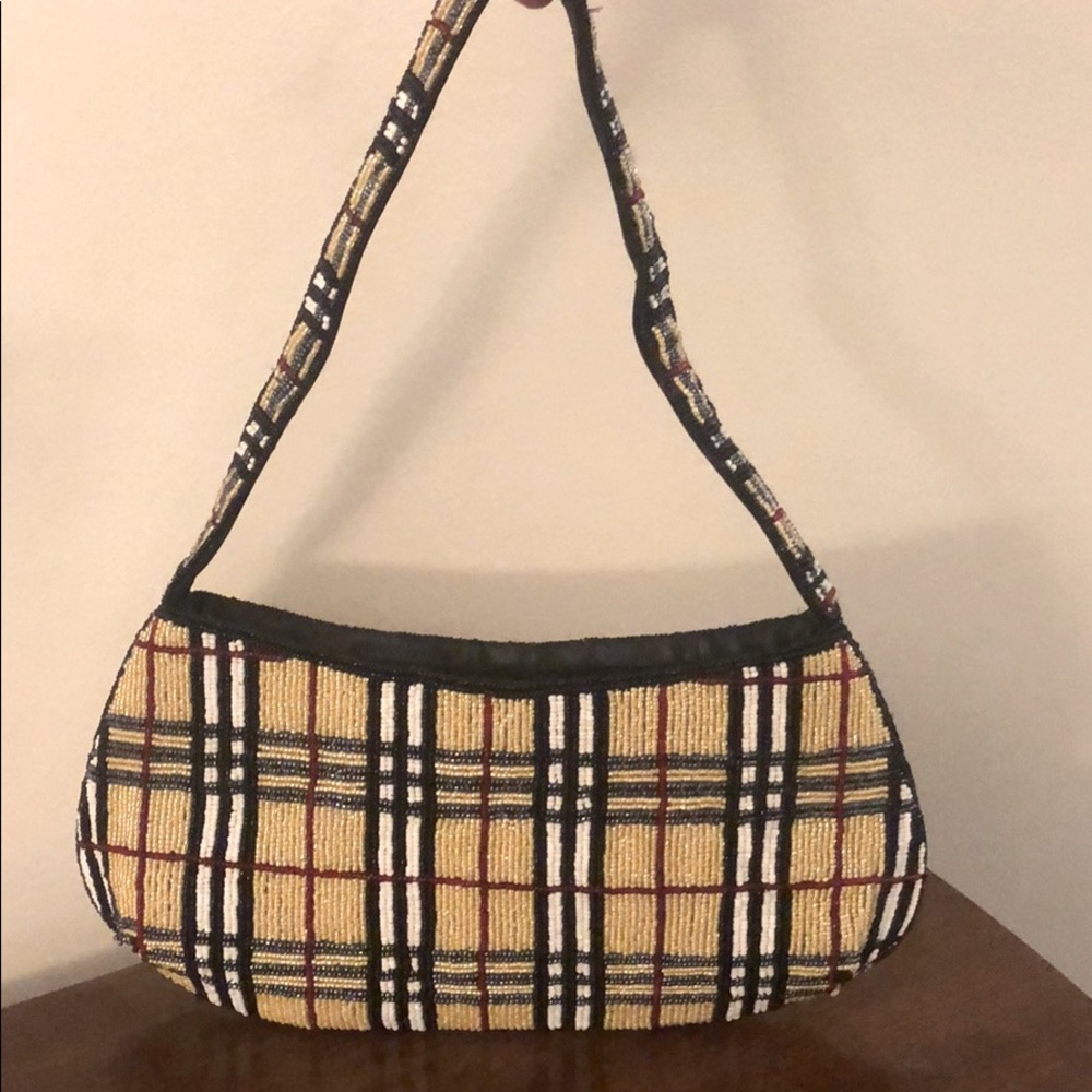 Plaid Beaded Clutch